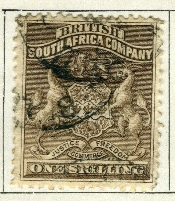 RHODESIA; 1890 early South Africa Company issue used 1s. value