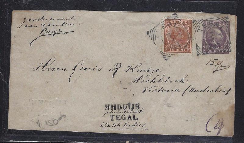 NETHERLAND INDIES (P1709B) 1897  25C PSE UPRATED  10C  TO AUSTRALIA