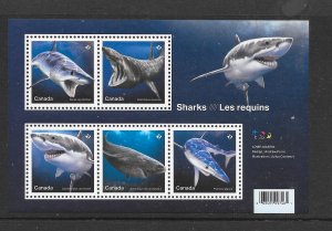 SHARKS - CANADA #3105 S/S MNH