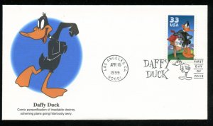 US 3306a Daffy Duck Issue - Looney Tunes single UA Fleetwood cachet FDC