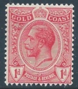 Gold Coast #70 MH 1p King George V - Wmk. 3 - Die I - Carmine
