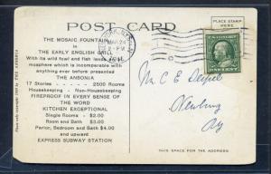 Scott #383V Flat Plate Imperf Stamp on Post Card EDU 3/24/11 w/APS Cert (#383-v)