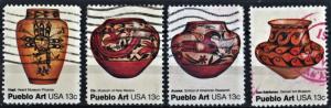 SC#1706-09 13¢ Pueblo Pottery Singles (1977) Used