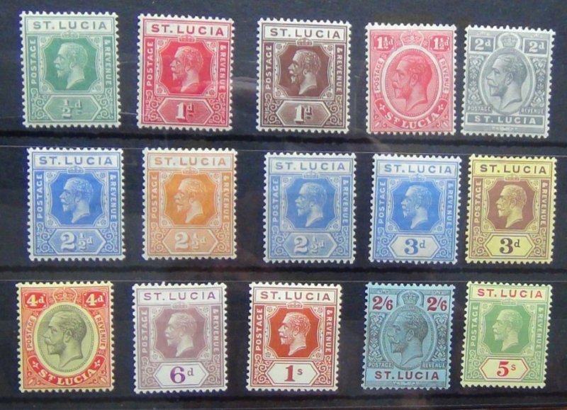 St Lucia 1921 - 1926 set to 5s MM