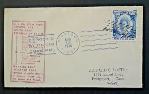 1934 Niuafo'ou Island Tonga To Bridgeport Connecticut Tin Can Canoe Mail