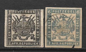 COLLECTION LOT # 50 TRANSVAAL 1870 2 STAMPS