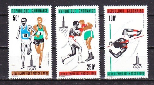 Gabon, Scott cat. C235-C237. Moscow Olympics issue.