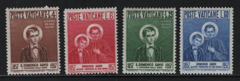 VATICAN CITY, 219-222, SET(4), HINGED, 1957, ST. DOMENICO SAVIO