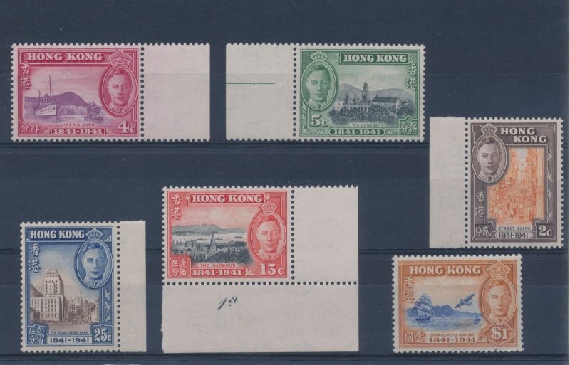 1941 Hong Kong, Centenary Of British Occupation, Sg 163/168 Set Of 6 MNH Set