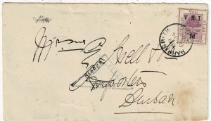 Orange Free State 1901 Harrismith cancel on cover to Natal, SG 113 variety