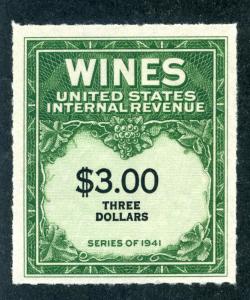 Scott RE154 - $3.00 - 1942 Wines - MNH - NGAI, USA Revenue Stamp