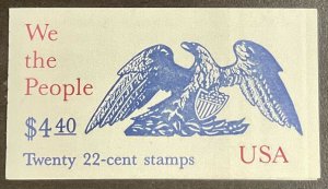 BK162 Constitution #2359a Booklet of 20   22 c  FV $4.40  1987