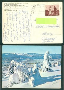 Norway. 1963 Postcard. Lillehammar. Skelkampen Hotel. Sc# 448. Adr.See Condition