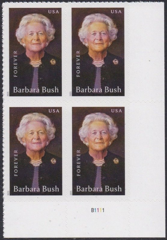 6022 Barbara Bush Plate Block MNH