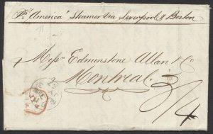 1857 TransAtlantic SFL Unpaid Glasgow Scotland to Montreal 3/4 Collect