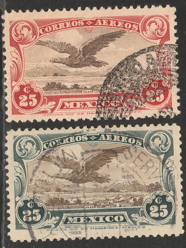MEXICO C3-C4, Early Air Mail set of two. USED. VF. (1360)