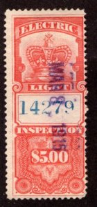 van Dam FE6, $5, Used, Federal Electric Light Inspection, 1895 Crown, Canada