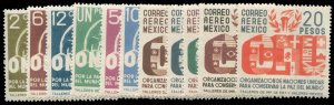 Mexico #813-818, C158-162 Cat$64.75, 1946 United Nations, complete set with a...