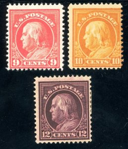 USAstamps Unused FVF US 1914 Franklin Scott 415, 416, 417 OG MH SCV $140