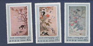 NORTH KOREA - Scott 1762-1764 - MNH - art, cat, dog, bird  - 1978