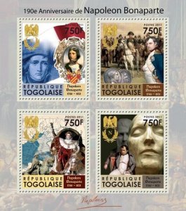 Togo Military Stamps 2011 MNH Napoleon Bonaparte Famous People Horses 4v M/S