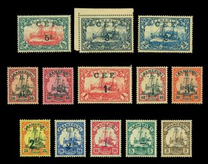 German Colonies CAMEROUN 1915 Kaiser's YACHT- C.E.F. set Sc# 53-65 (SG 1-13) MLH