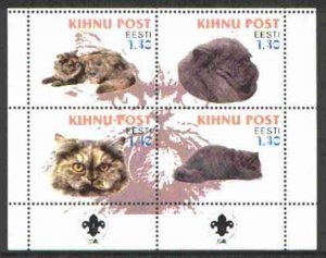 KIHNU - 2000 - Domestic Cats #3 - Perf 4v Sheet -Mint Never Hinged-Private Issue