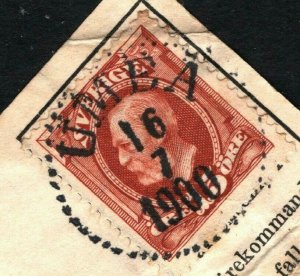 SWEDEN POSTMARK *UMEÅ* 1900 15ore Stamp Parcel Piece ex Collection SS3903