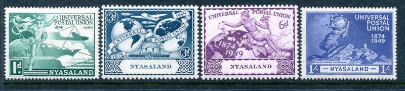 Nyasaland 87-90, MNH, UPU-75 1949 Plane Ship Hemisphere Globe