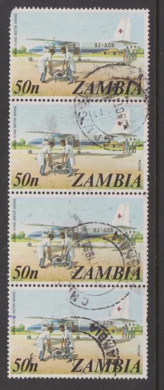 Zambia 1975 Flying Doctor Service Sc#146 Strip of 4 Used