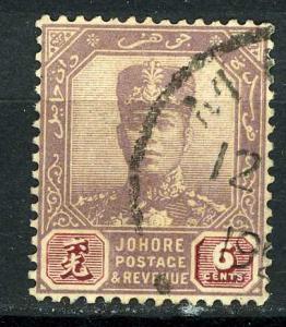 Malaya Johore 1921 - Scott 108 used - 6c, Sultan Ibrahim 