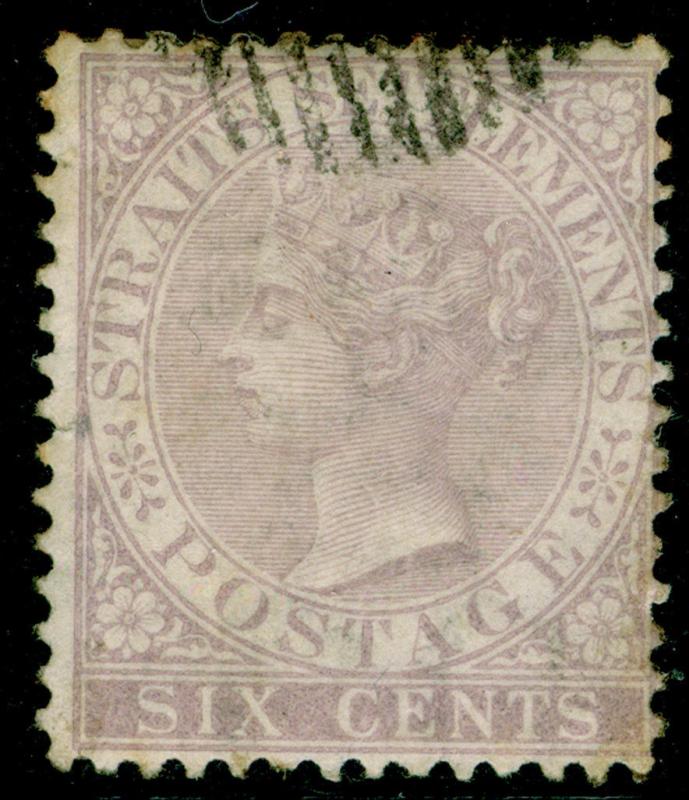 MALAYSIA - Straits Settlements SG13, 6c dull lilac, USED. Cat £22.