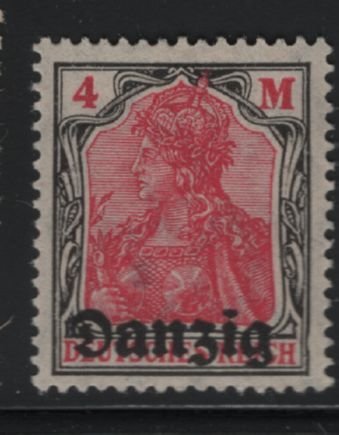 Danzig 1920 MH Sc 14 Overprint on 4m Germania Variety