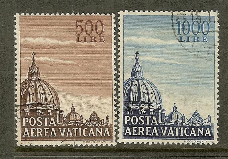 Vatican City, Scott #'s C22-C23, Dome of St Peter's Basilica, Used