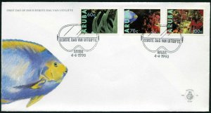 Aruba 56-58 FDC.Michel 73-75. Sea life 1990.Anemone,Shrimp,Coral,Sponges.