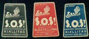 HUNGARY S.O.S. Labels, 3 diff, NH, VF