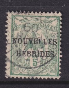 NEW HEBRIDES, FRENCH, 1908 on New Caledonia, 5c. Green, used.
