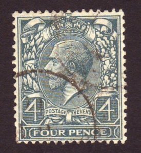 Great Britain 1912-24 Sc#165var, SG#379 4d Grey KGV Head USED-Fine.