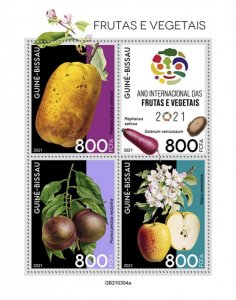 GUINEA BISSAU - 2021 - Fruits & Vegetables - Perf 4v Sheet - Mint Never Hinged