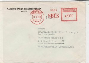 Czechoslovakia 1959 Narodni Banka Praha Praha  Cancel Airmail Stamps CoverR17623