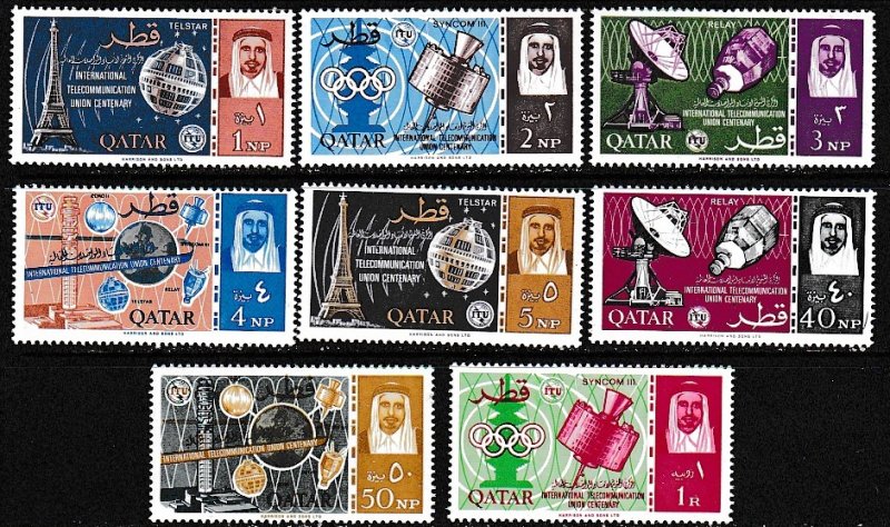 Qatar 1965 Scott 61-68 Centenary of ITU MNH