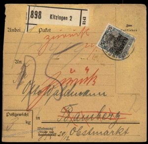 Germany Berlin Germania 75pf Freistaat Bayern Wmk Cover Kitzingen G96040