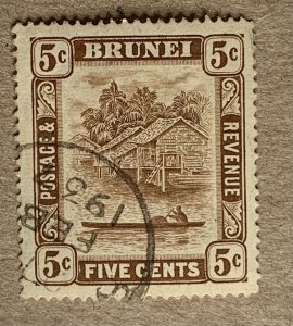 Brunei 1933 5c chocolate brown with dated cds.  Scott 51,  CV $1.20.   SG 68