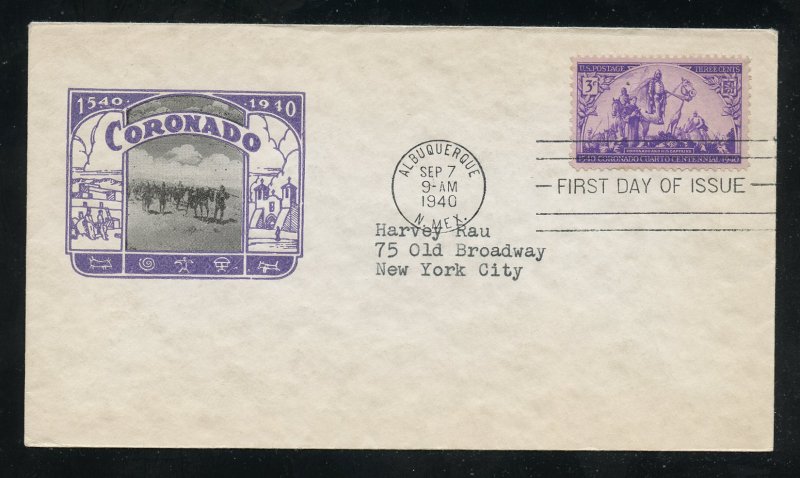 US 898 M=27 400th Coranado Expedition Ioor cachet FDC ADDR 