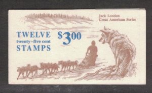 US 1988 $3 Jack London Complete Booklet (Scott BK152; MNH