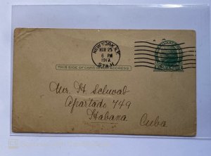 US POSTAL CARD TO HAVANA CUBA , MACHINE CANCELLED , NY STAT H , 1912