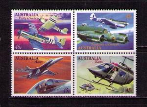 AUSTRALIA Sc# 1484a MNH FVF Blk4 Planes Hornet Kittyhawk