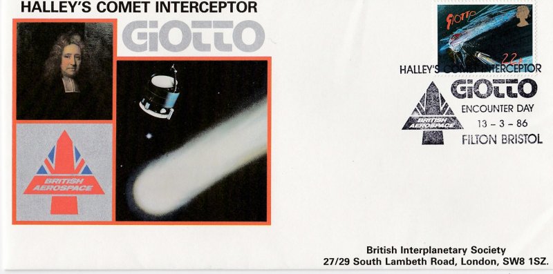 Great Britain # 1133-1136, Halley's Comet First Day Cover + Encounter Day
