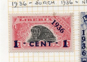 Liberia 1936 Early Issue Fine Mint Hinged 1c. Surcharged Optd NW-175042