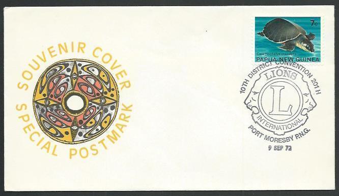 PAPUA NEW GUINEA 1972 cover LIONS INTERNATIONAL commem cancel..............59691